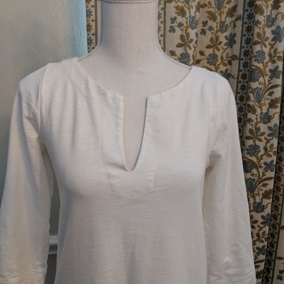 J Crew Shit Tunic XS White 3/4 Sleeve Pullover - Picture 5 of 8